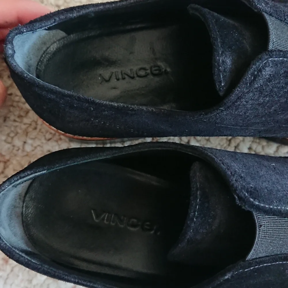Vince Davy Suede Leather Black Creeper Slip On Platform Oxford Loafers Size 6
